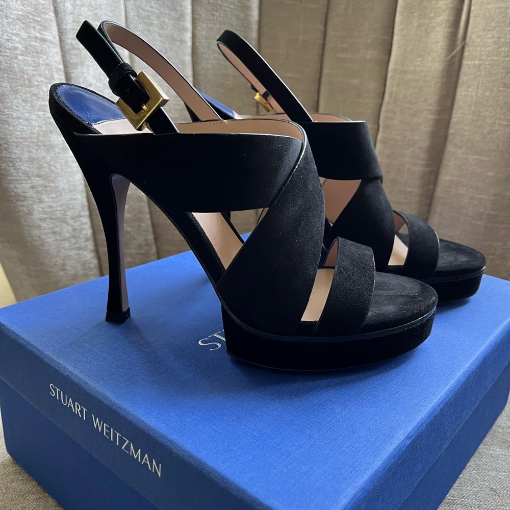 Stuart Weitzman Black Strappy Heels